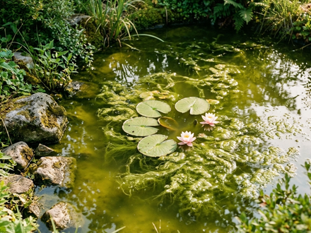 Algues du bassin en été