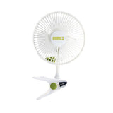 Ventilateur à pince blanc Garden HighPro de 15 cm, grille ronde et mâchoire de serrage verte