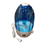 Humidificateur Pure Factory 4 L, réservoir bleu transparent en forme de goutte sur un socle beige, avec son cordon
