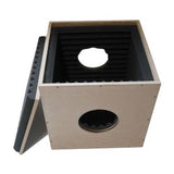 Caisson d'insonorisation Sonokube 125 mm, panneau ouvert et sortie de gaine en façade