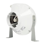 Extracteur de gaine centrifuge Vents VK 125 en plastique blanc, sur ses pattes de fixation