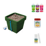 Contents of the pack without grow medium: the pot, the nutrients, the corrector and the pH test