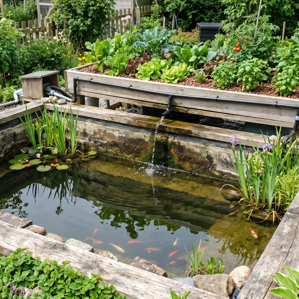 Bassin de jardin dont le niveau d'eau baisse en été