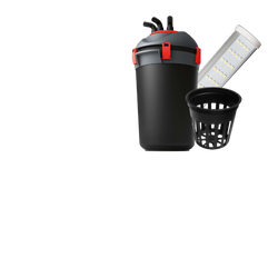 Filtre de bassin, rampe LED et pot de culture ajouré