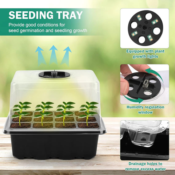 Kit germination vue de profil pour préparer plants destinés aux bacs de culture aquaponique
