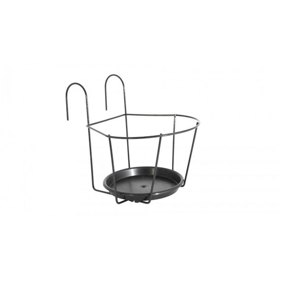 Porte-pot de balcon anthracite de 25 cm avec soucoupe intégrée