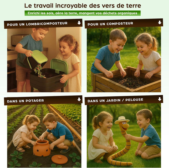 Vers de terre vivants pour lombricomposteur et composteur