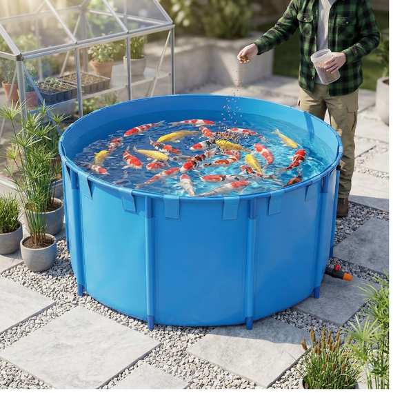 Bassin hors sol en situation – bassin surélevé pour élever poissons et plantes aquatiques