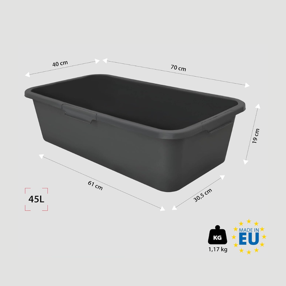 Black HDPE aquaponic grow bed, 45 to 80 L – Univers Aquaponie