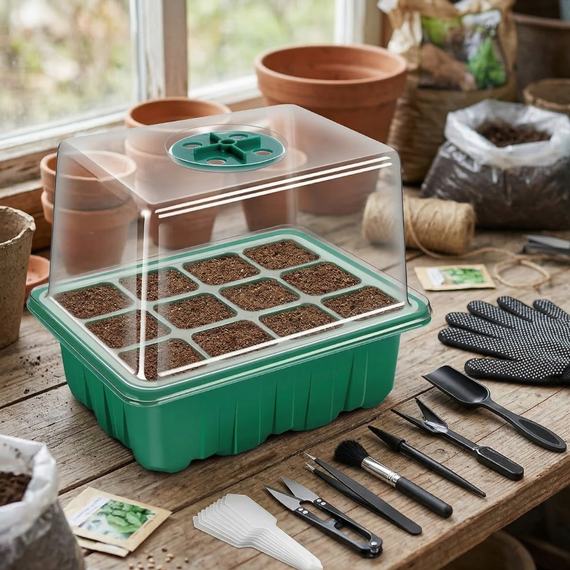 Kit germination petite taille en utilisation – mini plants prêts à transférer en aquaponie ou potager