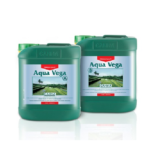 Deux bidons de 5 L de CANNA Aqua Vega, partie A et partie B