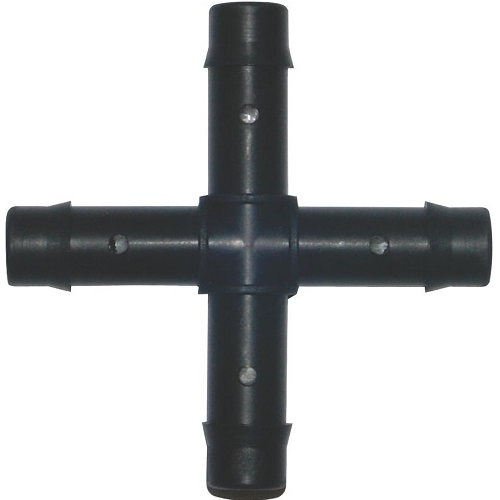 Croix cannelée noire de 6 mm à quatre embouts pour tuyau de goutte à goutte