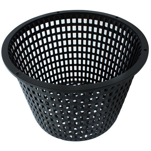 Panier de culture de 20 cm en plastique noir rigide ajouré, rebord large, sur fond blanc