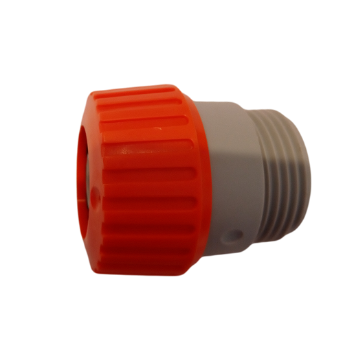 Raccord mâle 3/4 Siroflex, bague de serrage orange côté tuyau et filetage gris côté module