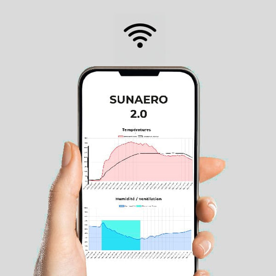 Suivi de la production de chaleur Sunaero sur smartphone