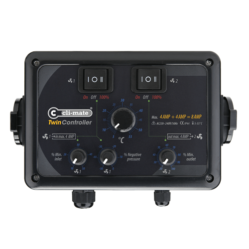 Contrôleur de ventilation Cli-mate Twin Controller 4 + 4 A, façade à molettes