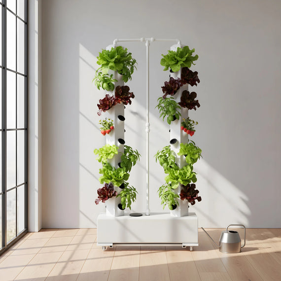 Tour hydroponique double pour cultiver deux fois plus de plantes au même emplacement compact