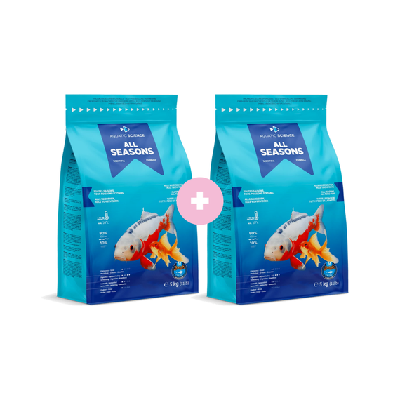 Le conditionnement de 10 kg : deux sacs scellés de 5 kg d'aliment All Seasons medium