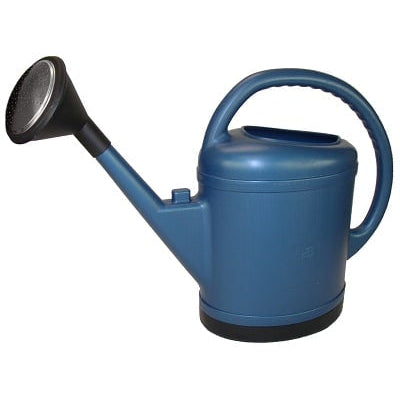 Arrosoir ovale bleu de 13 L, avec sa pomme d'arrosage en inox au bout du bec