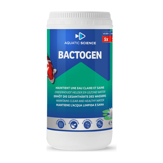 Pot of Aquatic Science Bactogen for clear, healthy pond water, included in the Duo Pack
