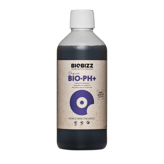 Flacon de Bio-Up BioBizz présenté seul, étiquette pH+