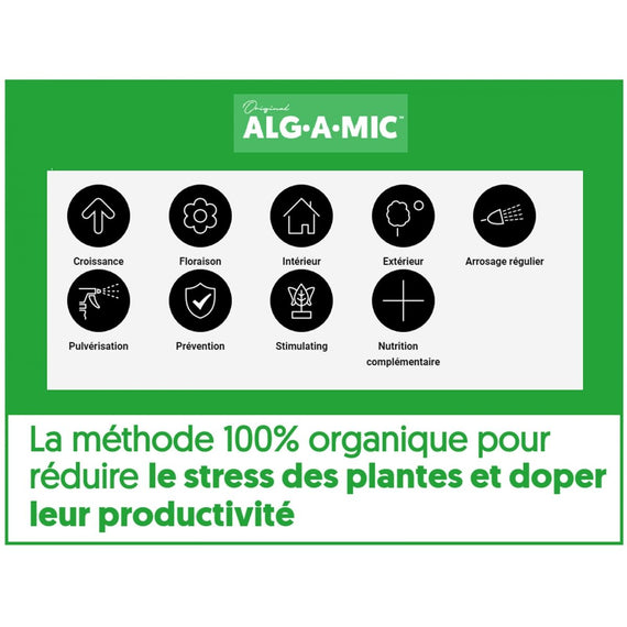 Autre vue de la bouteille d'Alg-A-Mic BioBizz d'un litre