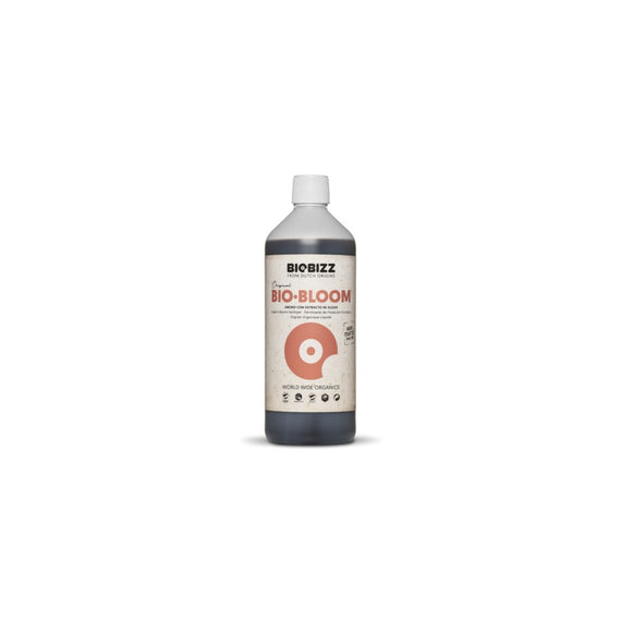 Bouteille d'un litre d'engrais bio Bio Bloom de BioBizz pour légumes-fruits