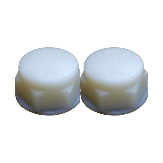 Deux bouchons taraudés blancs de 26 x 34