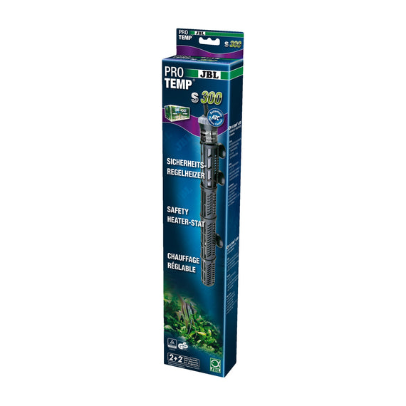 Verpakking van de JBL ProTemp S 300 W aquariumverwarming met brandbeveiliging