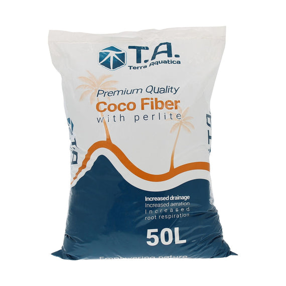 Saco de 50 L de fibra de coco con perlita, vista frontal
