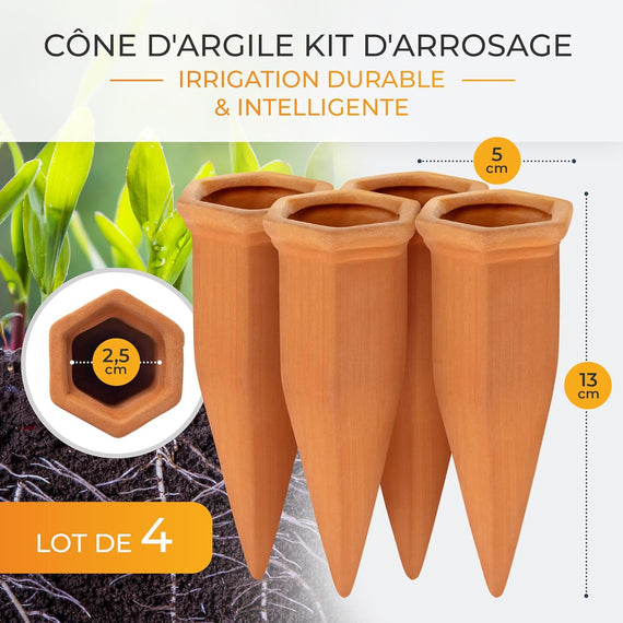 Cônes d'irrigation Univers-Aquaponie en terre cuite avec bouteille recyclable pour potager