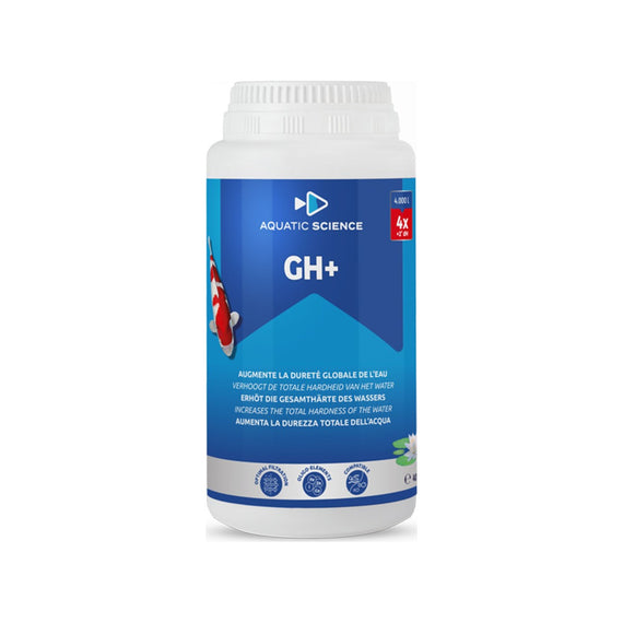 Bote de 400 g de corrector de GH+ Aquatic Science para aumentar la dureza total del estanque