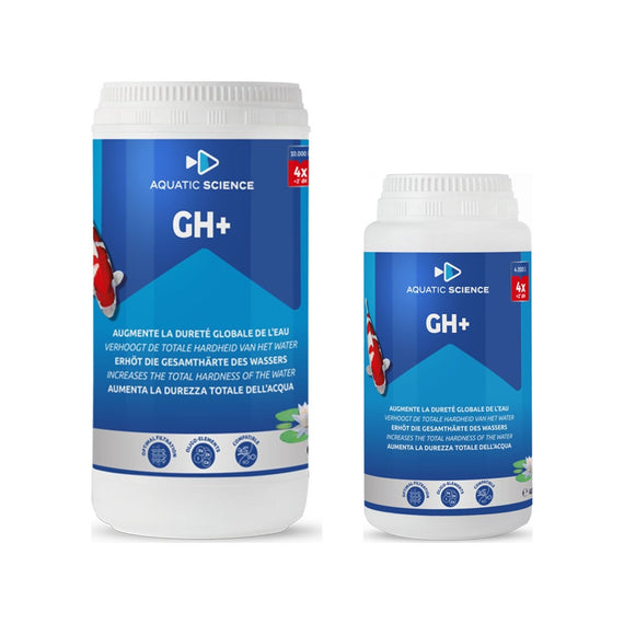 Los botes de 1 kg y de 400 g del corrector de GH+ Aquatic Science, uno al lado del otro