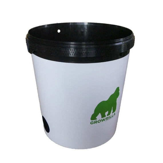 Cuba de cultivo RDWC PRO de 19 L, parede dupla branca e preta, perfurada para a rede PRO, vendida sem tampa