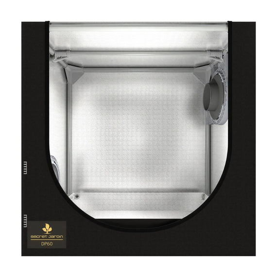 Chambre de propagation Dark Propagator DP60 de face, porte ouverte sur l'intérieur réfléchissant