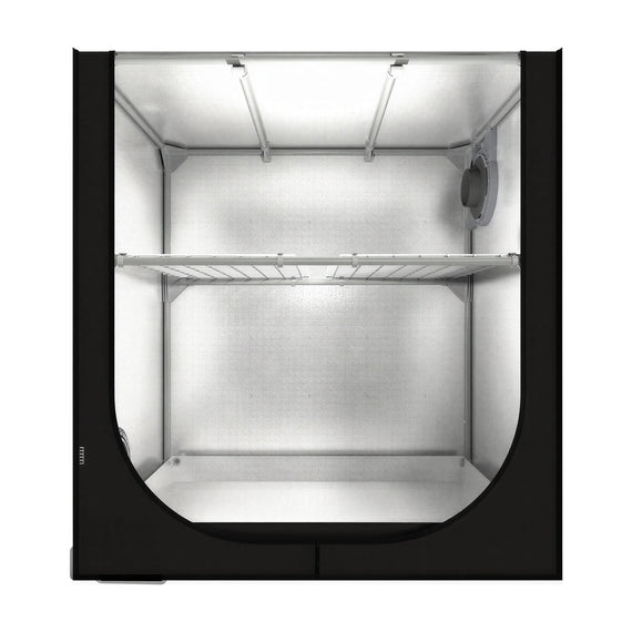 Dark Propagator DP90 de face, étagère métallique et barres de suspension visibles