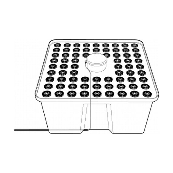 Schéma du couvercle de l'HydroCloner Spinner 72, garni de 72 disques en néoprène