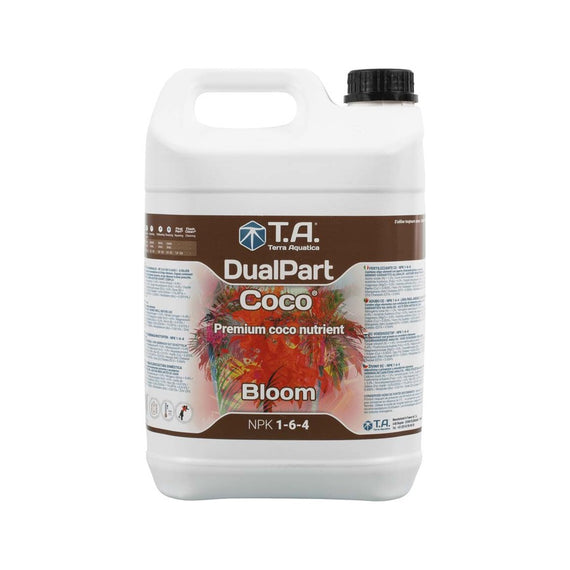 Bidon de 5 L de DualPart Coco Bloom, fleur rouge sur l'étiquette