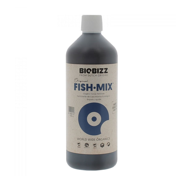 Bouteille d'un litre de Fish-Mix BioBizz pour l'arrosage du potager