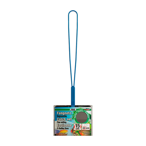 Aquarienkescher JBL mit feinen Maschen, Netz von 15 cm und langer Stiel von 41 cm, in der Verpackung