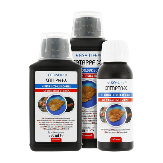 Gamme Easy-Life Catappa-X, extrait liquide de feuilles de catappa en flacons de plusieurs contenances