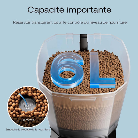 Distributeur automatique 6 L vue trois-quarts – grande capacité pour poissons de bassin et aquarium