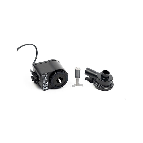Bloc moteur du Aquael TURBO FILTER 1000 ouvert avec son rotor et son axe céramique, pièces d'entretien courant