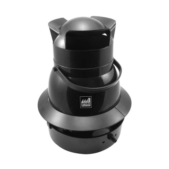 Humidificateur Pure Fogger vu de trois quarts, corps noir et diffuseur supérieur