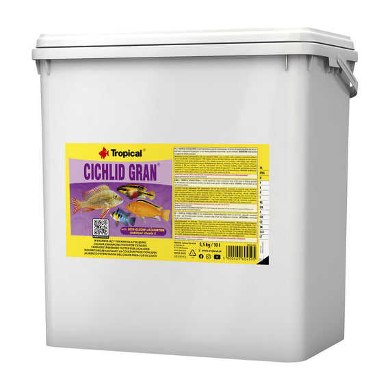10-L-Eimer (5,5 kg) Tropical Cichlid Gran Granulat für Buntbarsche