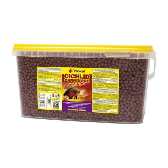 Kbelík 5 L (1,8 kg) Tropical Cichlid Carnivore Medium Pellet pro masožravé cichlidy