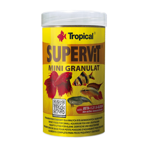 Dose mit 250 ml Tropical Supervit Mini Granulat für kleine Aquarienfische
