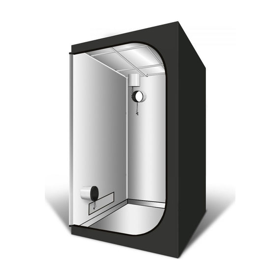 Chambre de culture GreenCube G-Light 60 x 60 x 160 cm vue de trois quarts, porte ouverte