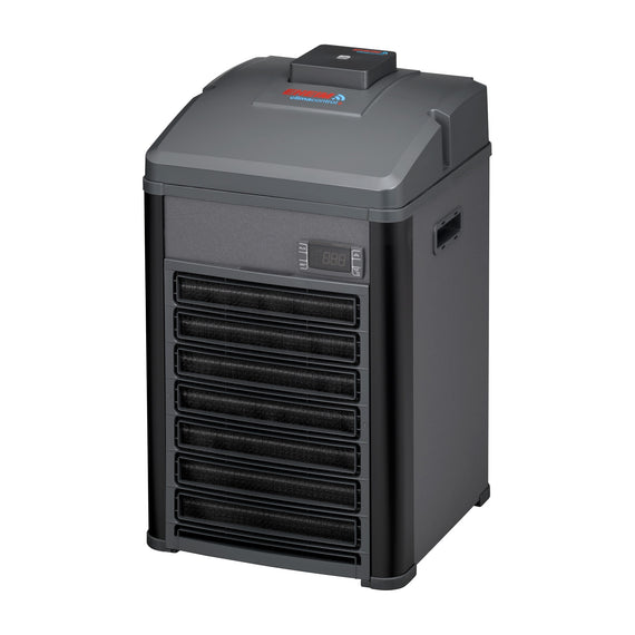 Groupe froid et chauffage EHEIM climacontrol+ L vu de face, grille d'aération et écran