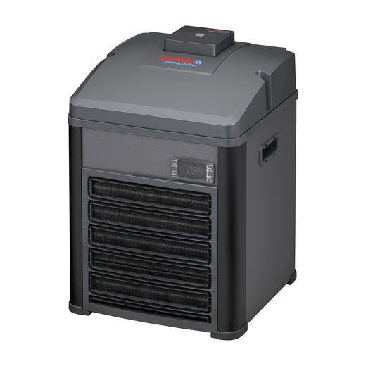 Groupe froid et chauffage EHEIM climacontrol+ S vu de face, grille d'aération et écran